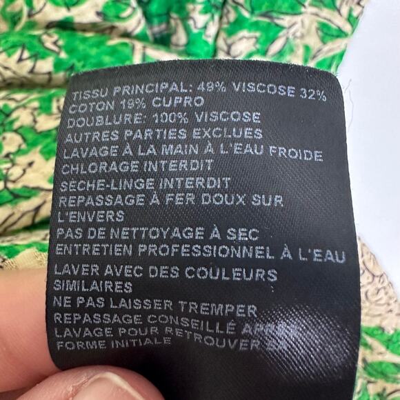 BA&SH Ba & Sh Paz Floral Printed Mini Shirt Dress In Green Women’s 2 3/4 Sleeves - Picture 5 of 10